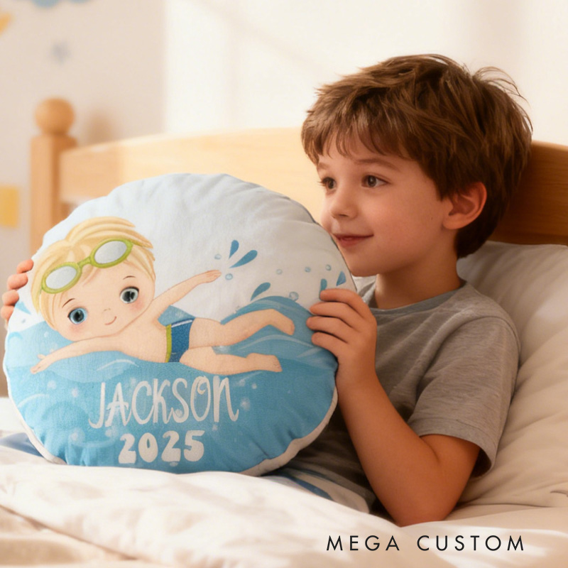 Personalized Boys Swimming Pillow Throw Pillow Graphic 3D Print Swimming Fitness Decoration Pillow Exercise Sport Pillow Female Swimmer Holiday Gift Custom Swim Pool Keepsake for Kids or Teens 