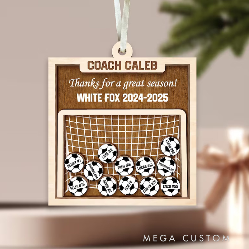 Personalized Soccer Coach Shaker Ornament: End Of Season Thank You Coach Gift