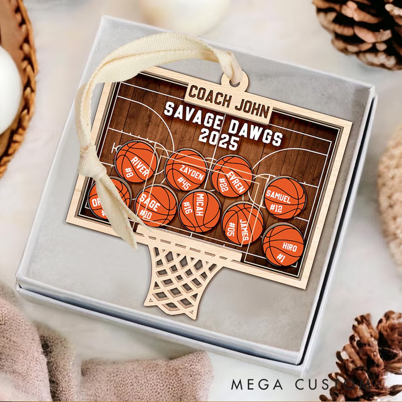 Personalized Basketball Coach Shaker Ornament: End Of Season Coach Gift