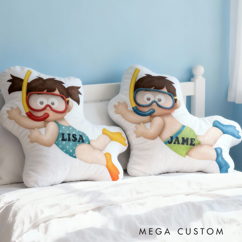 Personalized Diving Pillow Throw Pillow Graphic 3D Print Swimming Fitness Decoration Pillow Exercise Sport Pillow Female Swimmer Holiday Gift Custom Swim Pool Keepsake for Kids or Teens Swimming Lovers