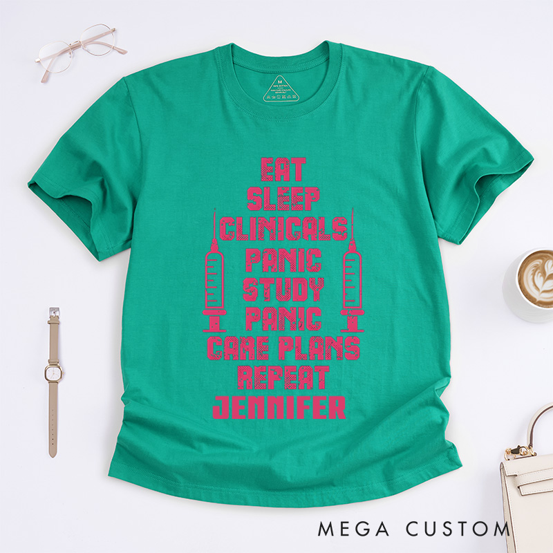 Personalized Nurse T-Shirts Nursing Student Routine Fashion Design T-Shirts