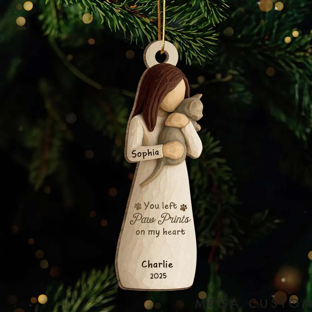 Personalized Cat Lover Until We Meet at Rainbow Bridge Woman and Cat Ornament