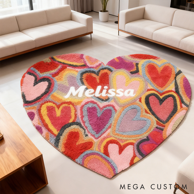 Personalized Heart Style Door Mat with Name Anniversary Gift For Her Home Decor Birthday Gift For Girlfriend 
