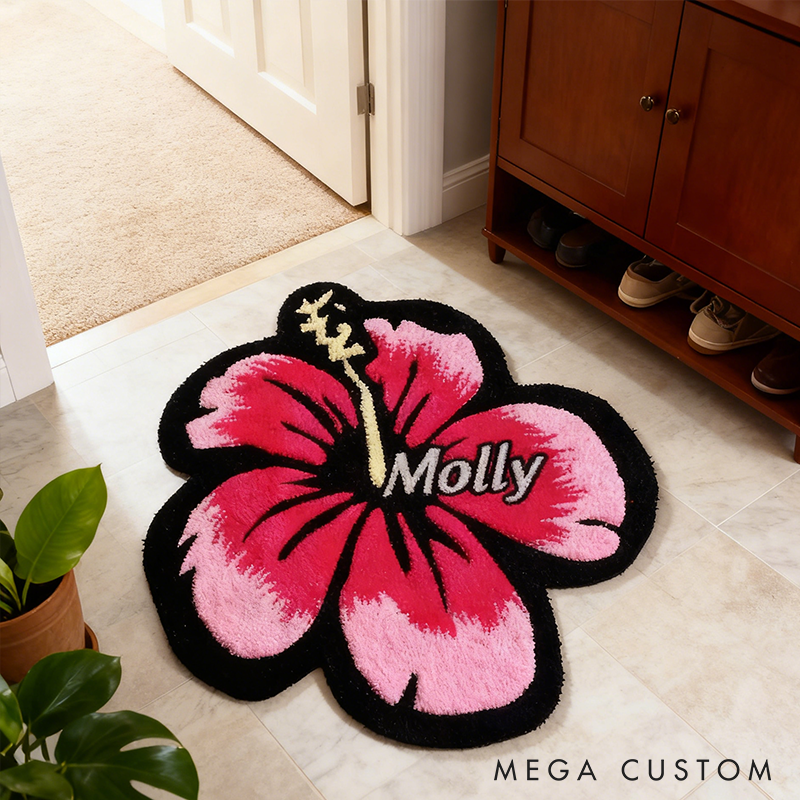 Personalized Floral Door Mat with Name Anniversary Gift For Her Home Decor Birthday Gift For Girlfriend Holiday Decoration