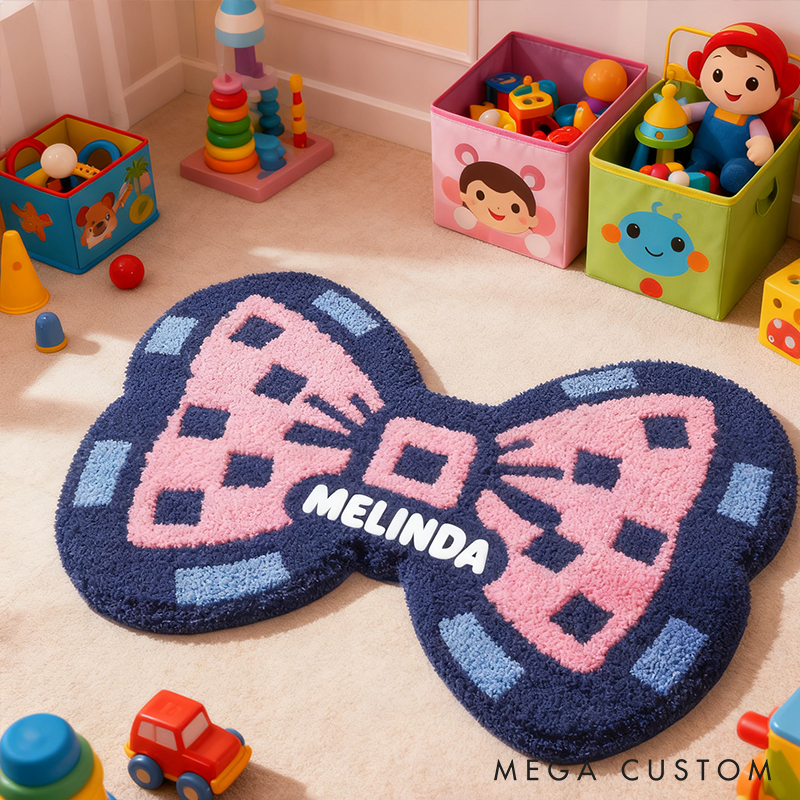 Personalized Bow Shaped Door Mat with Name Anniversary Gift For Her Home Decor Birthday Gift For Girlfriend Holiday Decoration