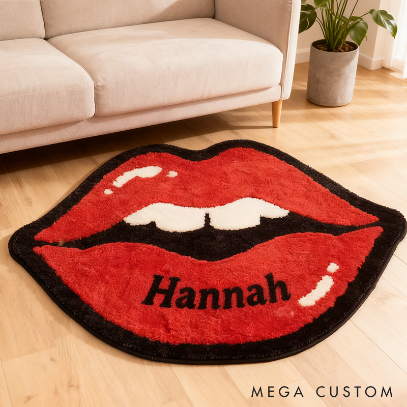 Personalized Red Lips Door Mat with Name Anniversary Gift For Her Home Decor Birthday Gift For Girlfriend Holiday Decoration