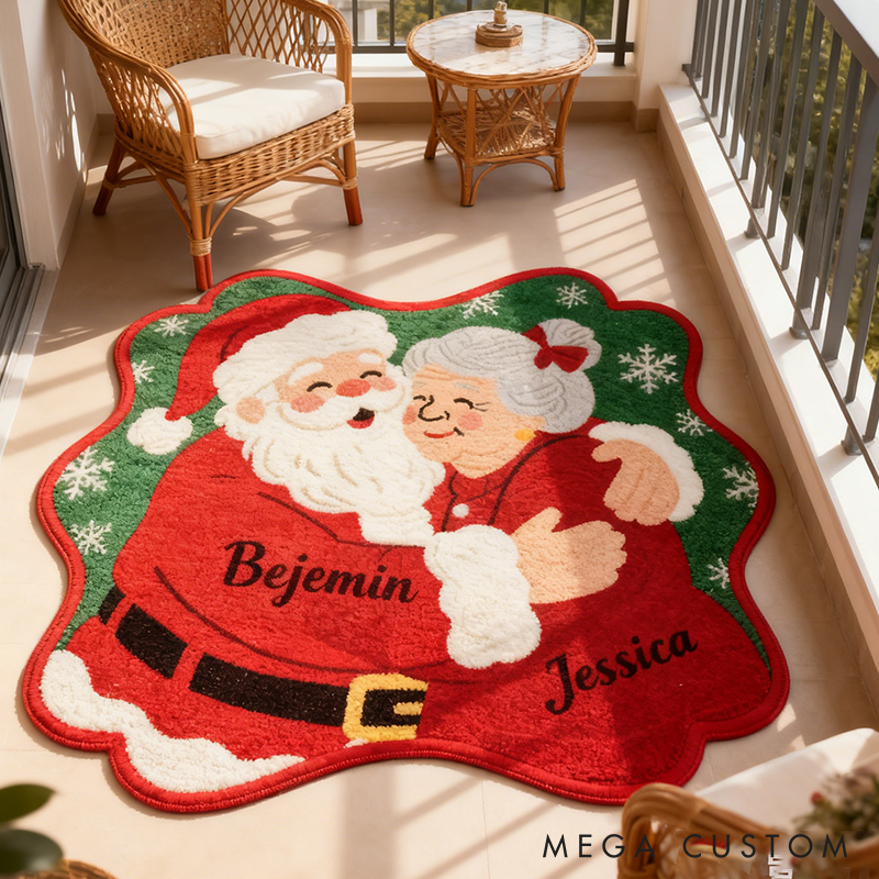 Personalized Mr and Mrs Santa Claus Door Mat with Name Anniversary Gift For Couple Christmas Home Decor Holiday Decoration