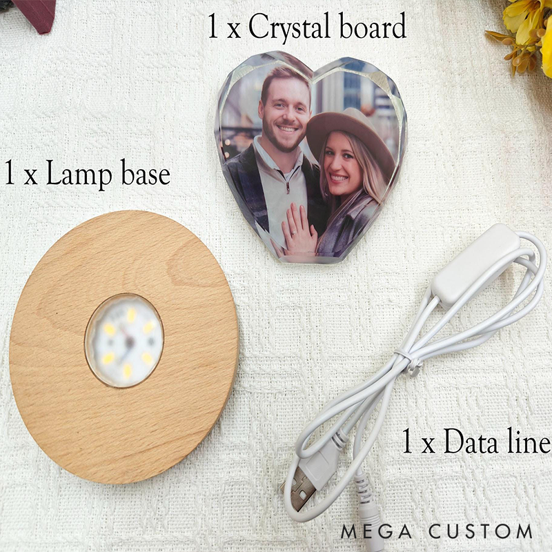 Personalized 3D Crystal Photo Portrait LED Night Light Engraved Crystal Photo With Light Anniversary Valentine's Day Gift for Him Her