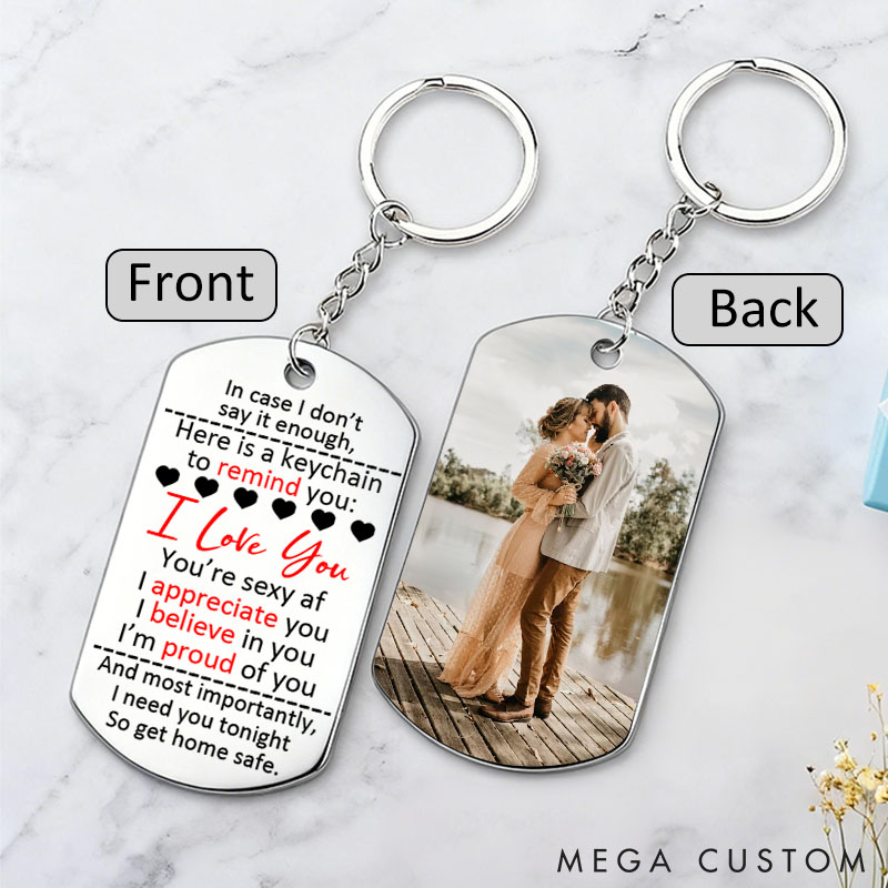 Personalized Remind You I Love You Couples Keychain Custom Photo Message Keychain for Boyfriend Valentine Anniversary Gift Keychain for Husband