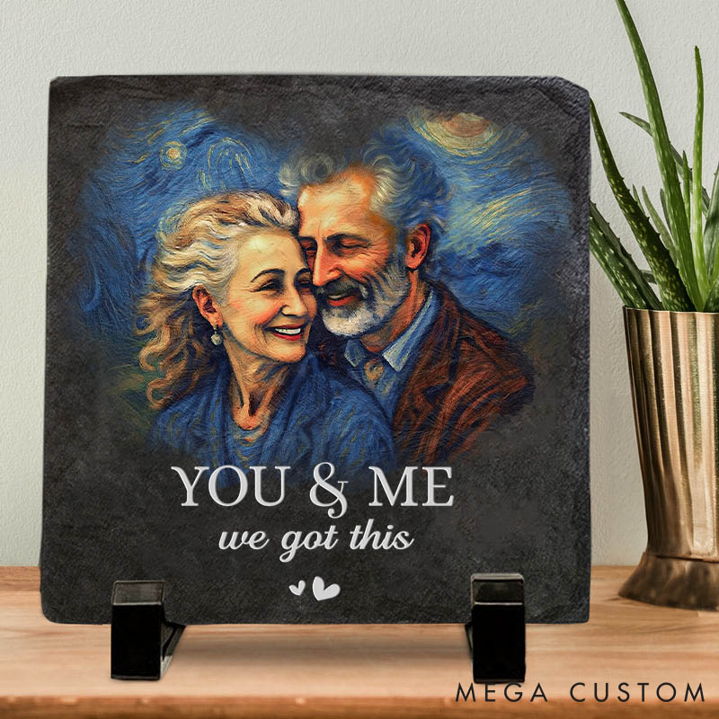 Personalized Couple Photo You And Me We Got This Heart and Square Shaped Stone with Stand First Christmas Valentines Day Gift for Him Her Newlyweds