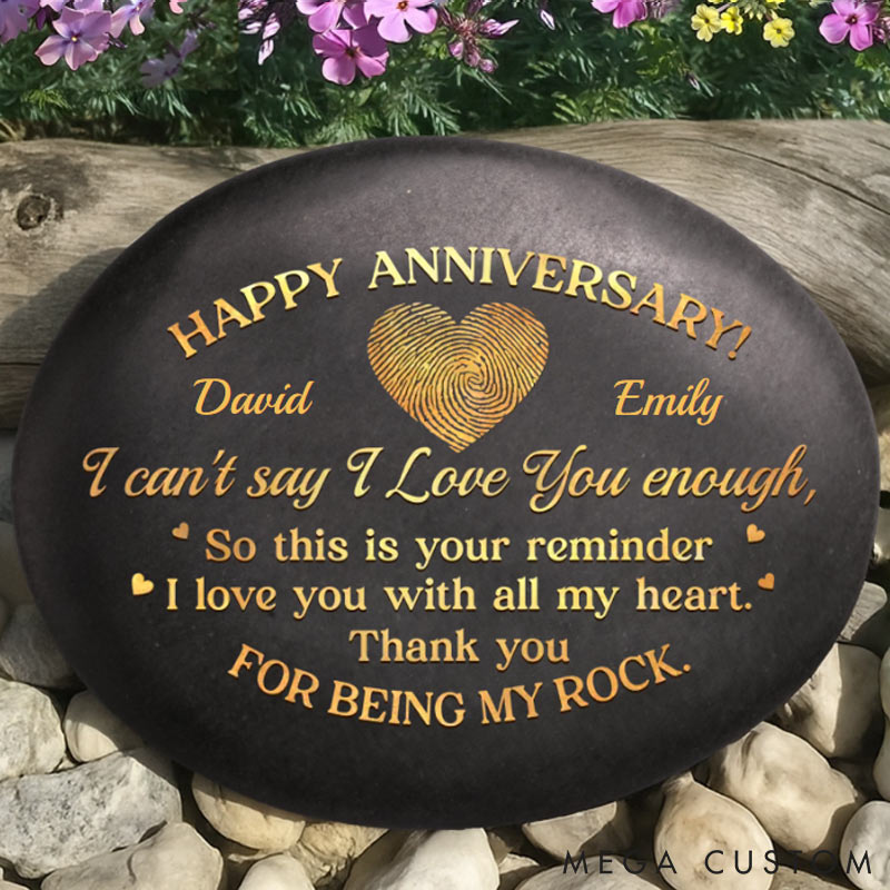 Personalized Our Love Grows With Time Printed Rock Valentine's Day Gift for Couple Anniversary Wedding Gifts for Husband And Wife Gift for Him Her 