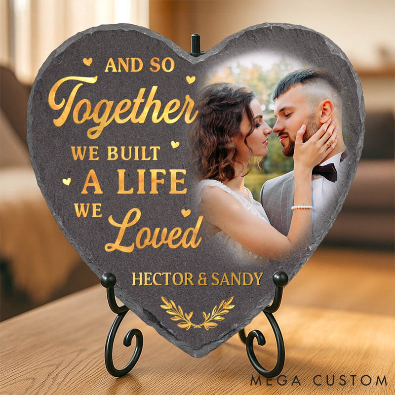 Personalized Couple Photo My Favorite Place in All the World is Next to You Heart Shaped Stone with Stand Christmas Valentines Day Gift for Him Her