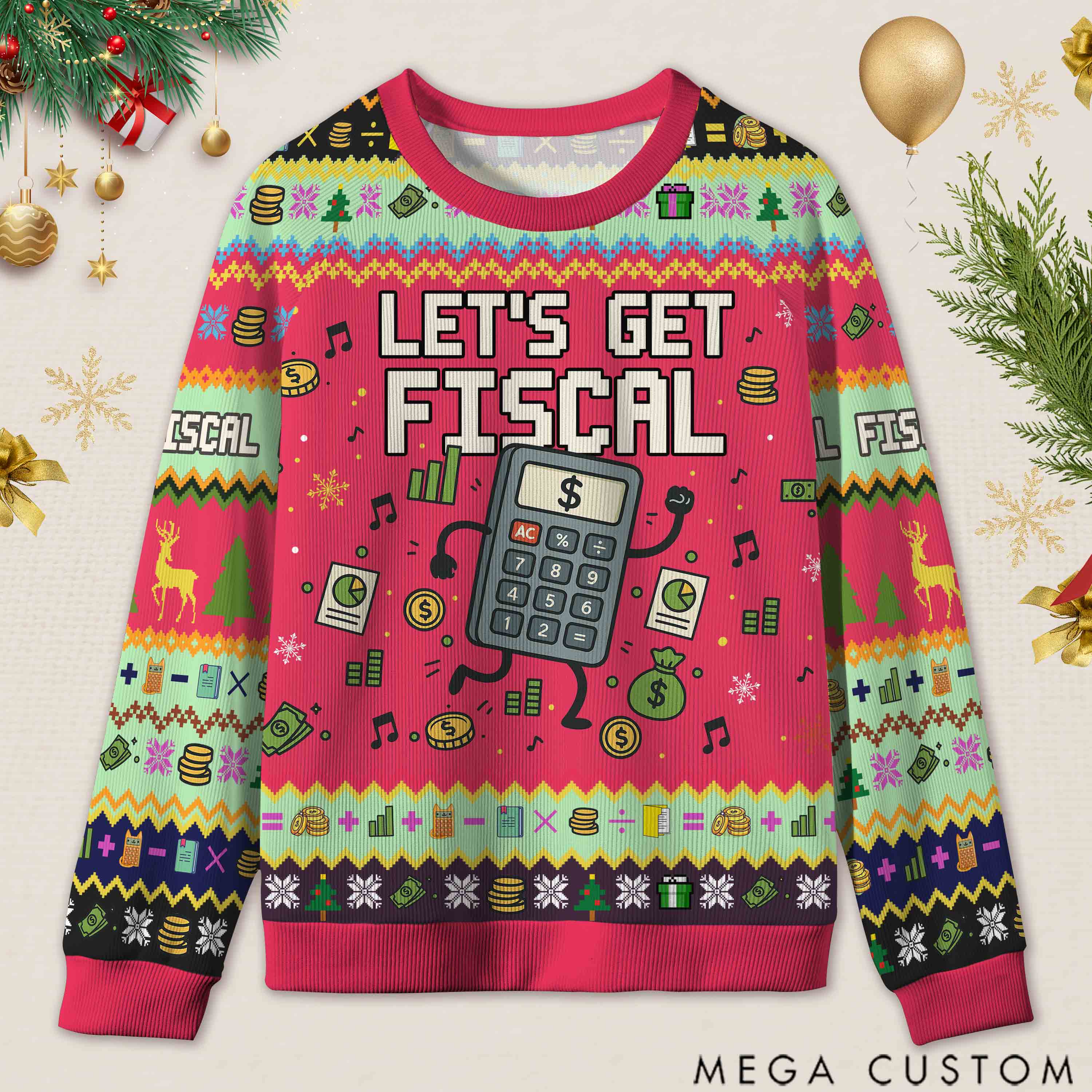 Personalized Accounting Hilarious Ugly Sweater Financial Christmas Gift for Accountants