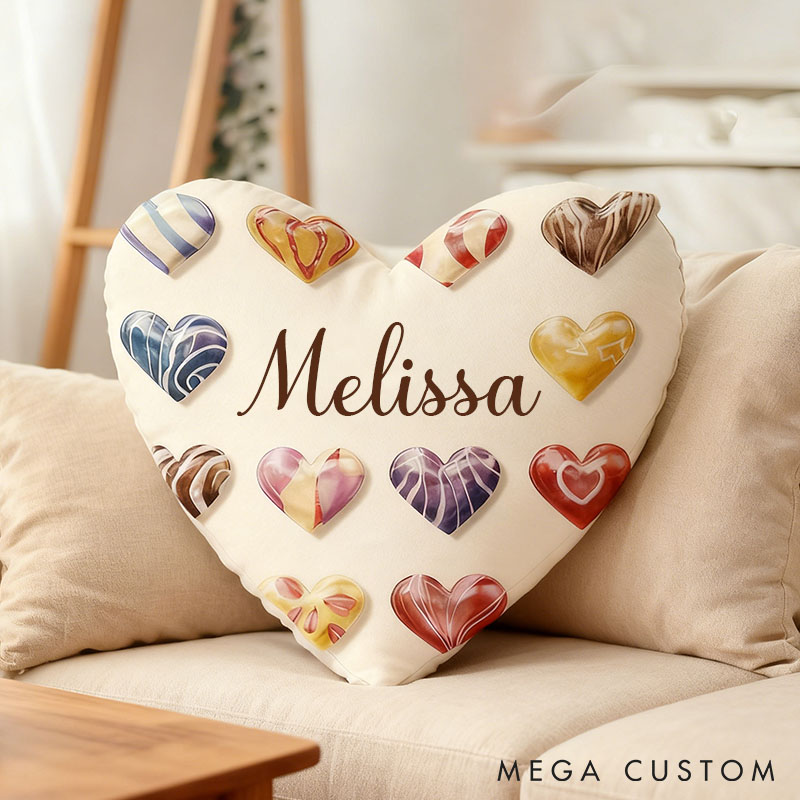 Personalized Heart-Shaped Pillow Custom Hearts Sugar Throw Pillow for Her Valentine's Gift Pillow for Girlfriend Wife