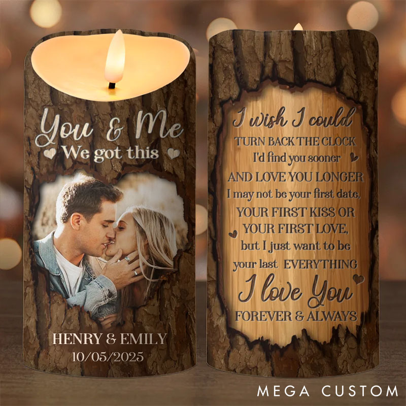 Personalized Couple Photo The Day I Met You LED Candle Custom Newlyweds Name and Date LED Candle Anniversary Valentines Day Christmas Gift for Him Her