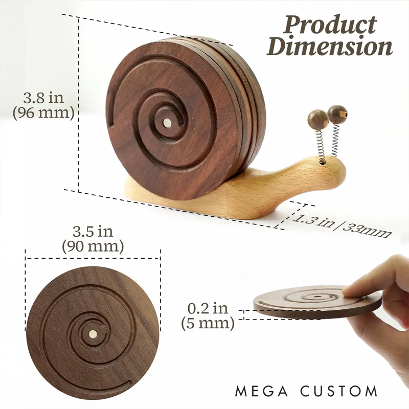 Wooden Snail Coaster Set – Handcrafted Drink Coasters with Adorable Snail Holder | Unique Home Decor & Gift Idea, Bring a touch of charm and creativity to your home with this adorable wooden snail coaster set! 