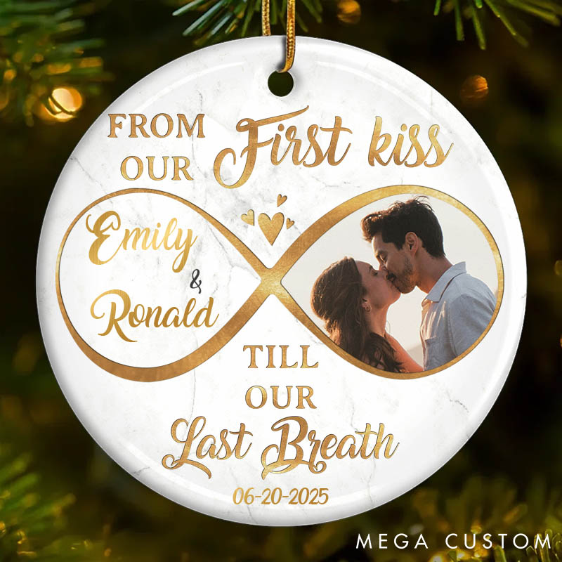 Personalized Couple Photo All of Me Loves All of You Round and Heart Shaped Ceramic Ornament First Christmas Gift Valentine's Day Gift for Him Her