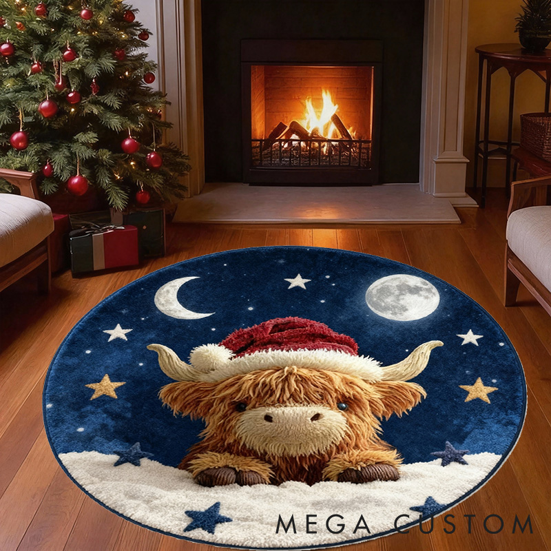 Personalized Pet Lover Highland Cow Christmas Rugs