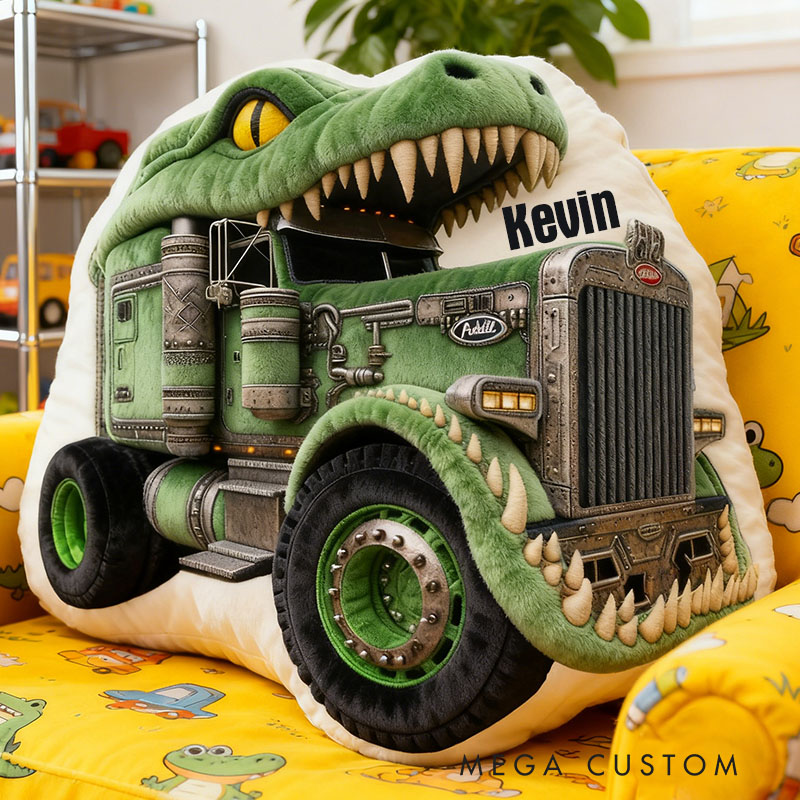 Personalized Green Dinosaur with Name Graphic 3D Print Pillow Christmas Gift for Kids or Baby Birthday Gift