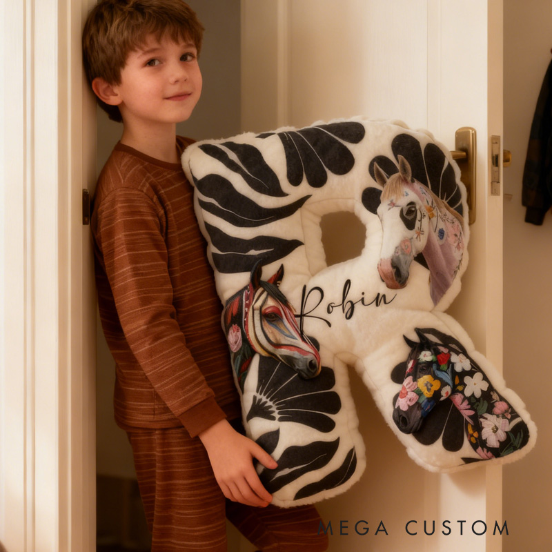 Personalized Riding Equestrian Letter Pillow Horse Custom Name Festive Decor with French Countryside Gifts for Family Graphic 3D Print for Riding Lovers Equestrian Lovers