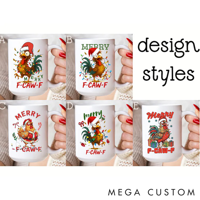 Personalized Pet Lover Funny F Caw F Chicken Merry Christmas Mugs