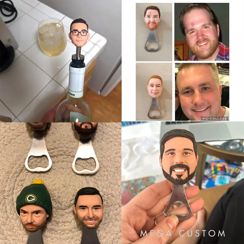 Personalized Custom 3D Face Bottle Opener - Personalized Cigar/Meme Style Bottle Opener for Gag Gifts, Bachelor Parties & Bar Decor