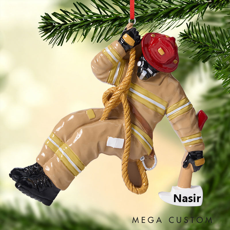 Custom Firefighter Ornament Firefighter Uniform Poly Resin Ornament Birthday Gift for Dad Papa Fireman Christmas Ornaments Firefighter Gift