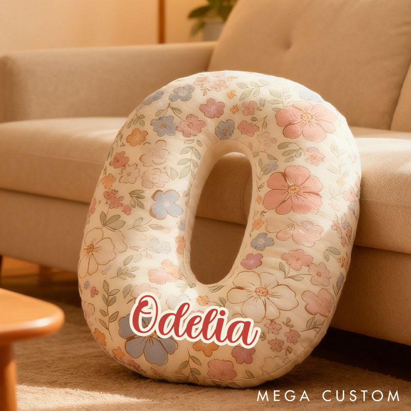 Personalized Floral Letter Pillow for Flower Girl Custom Full Print Flowers Initial Throw Pillow for Her Holiday Home Decor Floral Lovers Pillow
