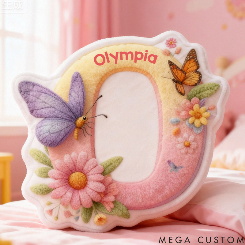 Personalized Flower Girl Floral Butterfly 26 Letters Pillow Custom Girl friend Graphic 3D Printed Alphabet Initials Cushion Birthday Gift for Her