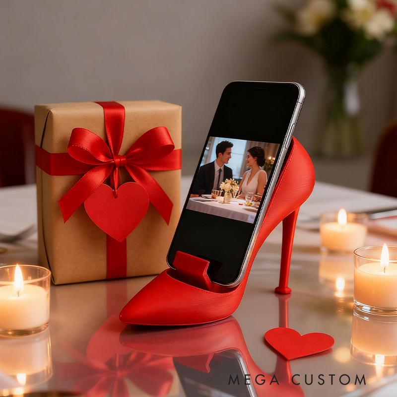 Red High Heel Phone Stand - Stylish Heel Shaped Holder for Smartphones, Valentine’s Gift & Desk Decor
