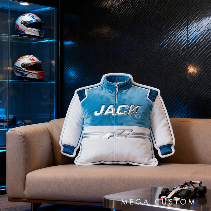 Personalized Racing Suit Pillow Custom Name Shaped Plush Cushion Gift for Racers and Motorsport Fans 4 Styles Available