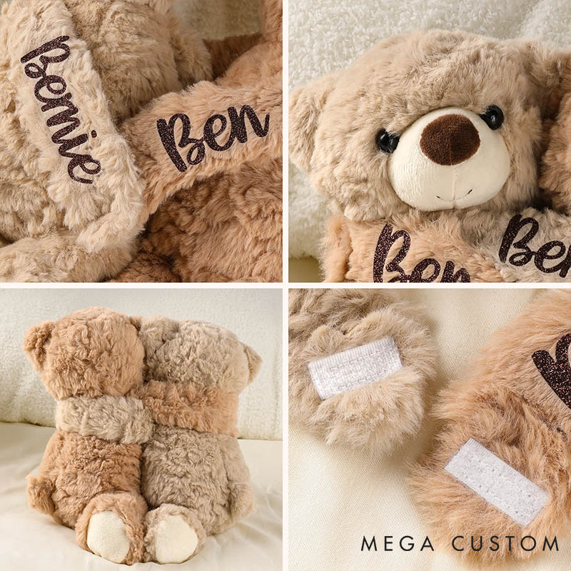 Personalized Couple Pair Hugging Doll Bear Puppy with Name Splittable Stuffed Toys Valentines Day Anniversary Gift for Couple Birthday Gift for Bestie