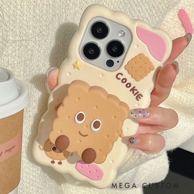 3D Cookie Silicone Protective Phone Case Cover for iPhone 16 15 14 13 Pro Max