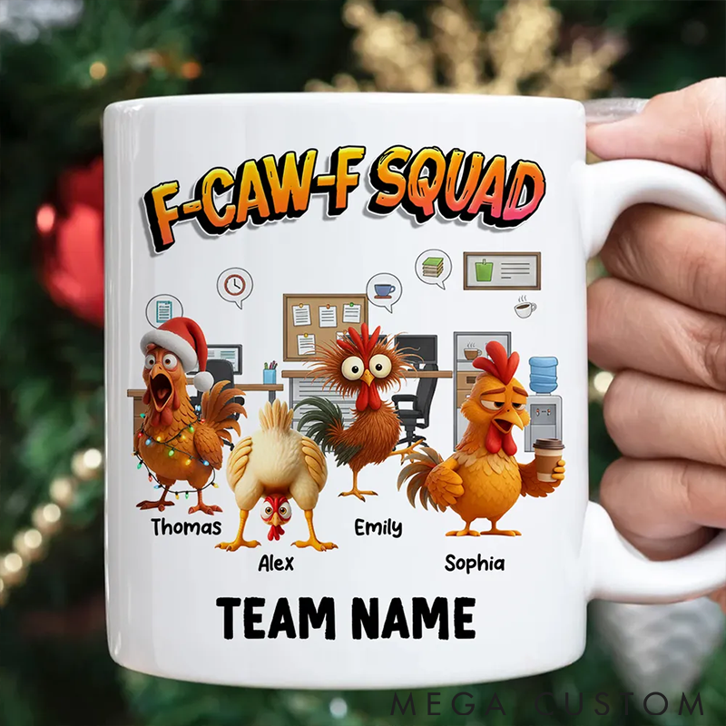 Personalized Pet Lover F Caw F Squad Funny Chicken Staff Mugs