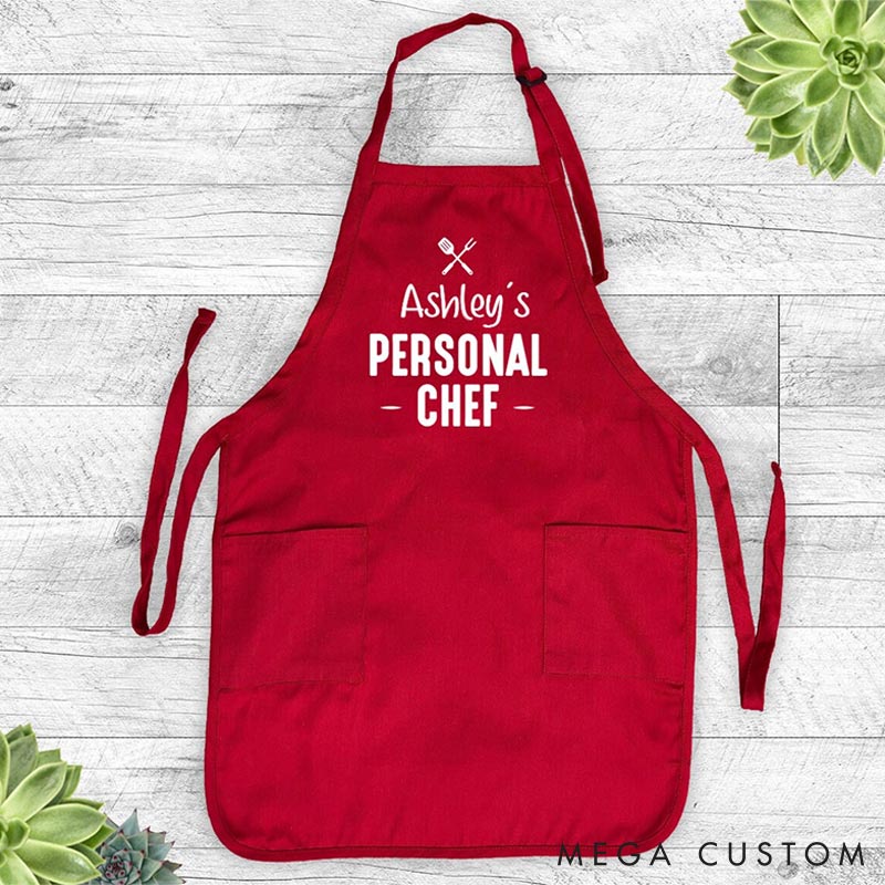Personalized Your Name Personal Chef Grill Apron Funny Grill Apron for Couple Apron with Pocket Valentine’s Day Gift for Him Gift For Husband