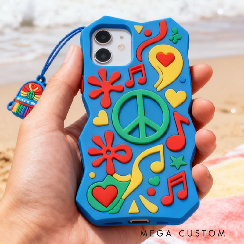 Hippie 3D for iPhone 17 16 15 14 13 Pro Max Silicone Phone Case Cover Blue