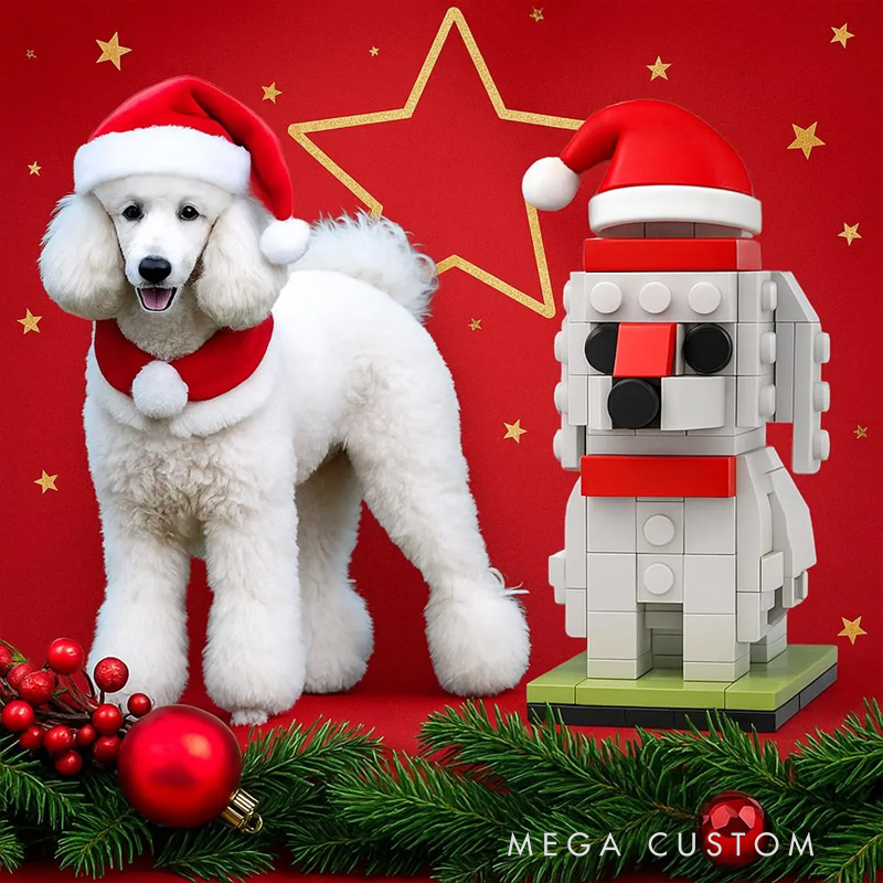 Personalized Christmas Custom Human & Dog Brick Set - Personalized Minifigure Building Blocks, Custom Photo Pet & Owner Holiday Gift
