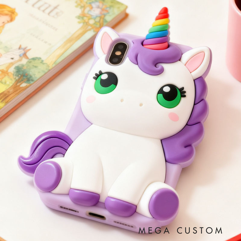 Purple Dream Horse 3D for iPhone 17 16 15 14 13 Pro Max Silicone Phone Case Cover