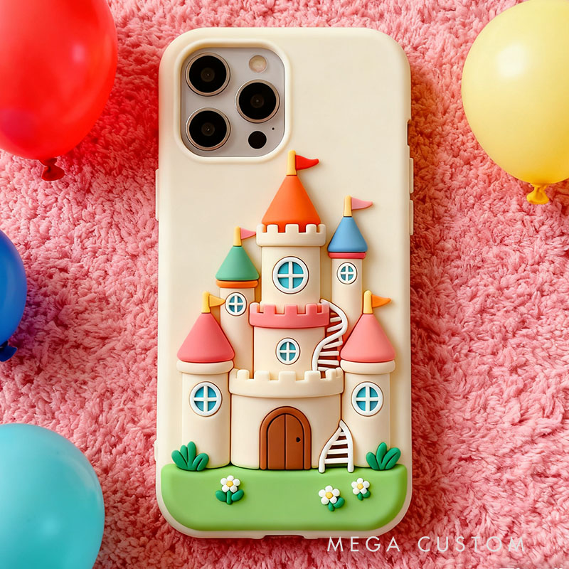 Cartoon Castle 3D for iPhone 17 16 15 14 13 Pro Max Silicone Phone Case Cover
