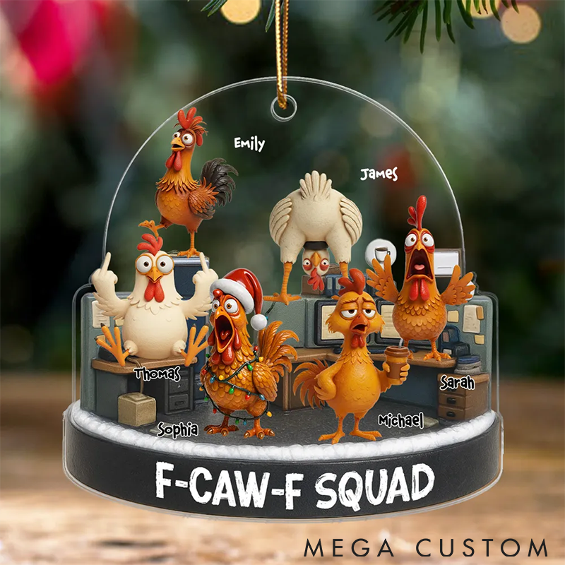 Personalized Pet Lover F Caw F Squad Funny Chicken Staff Ornament