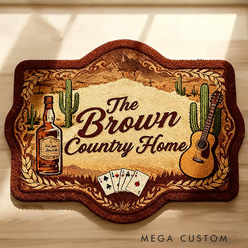 Personalized West Cowboy Guitar Home Doormat Country Music Home Doormat Custom Family Doormat New Home Gift Housewarming Gift Closing Gifts First Home Gifts Home Decor