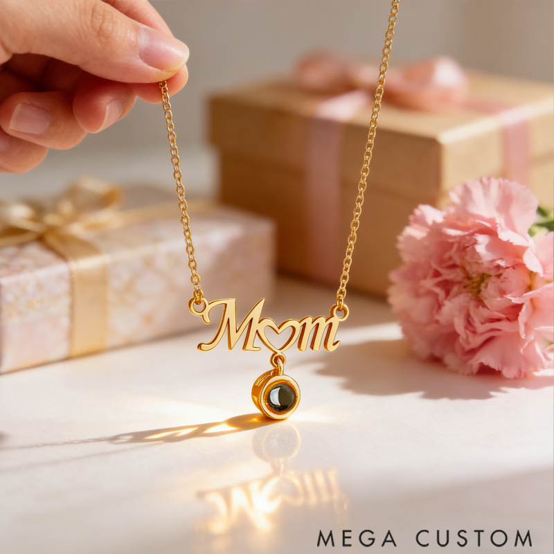 Mom Necklace that Projects Custom Picture Projection