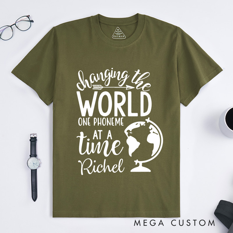 Personalized Changing the World One Phoneme at a Time T-Shirt Dyslexia Gift