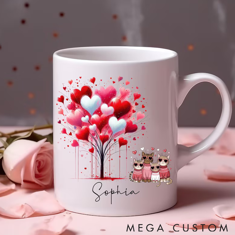 Personalized Cat Lover Custom Name Mug Valentines Day Rugs