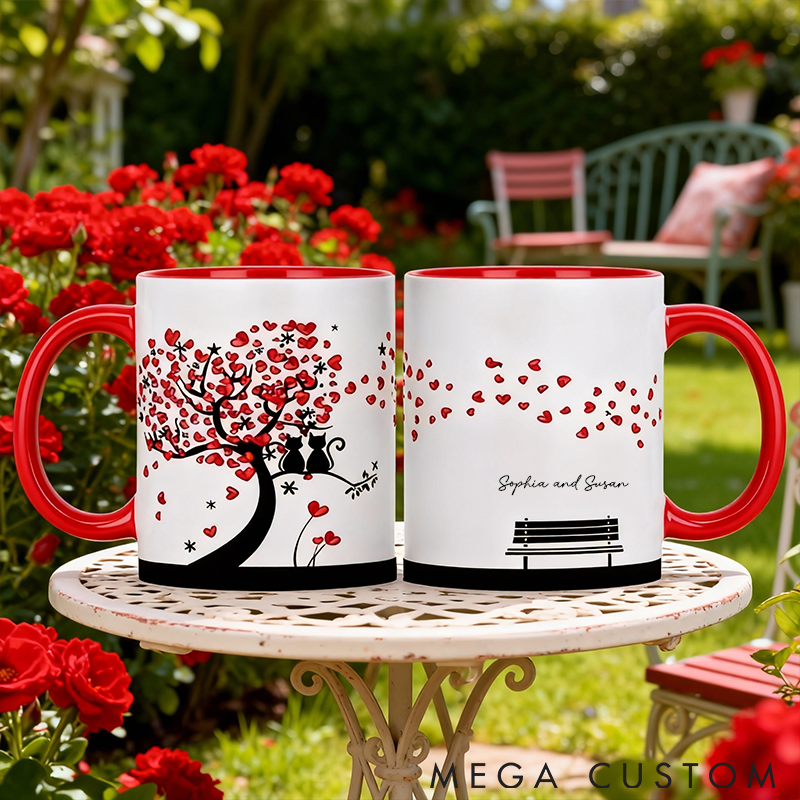 Personalized Cat Lover Cats in Love Scene Sublimation Designs Mugs