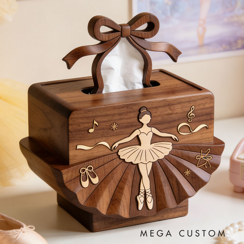 Handmade Wooden Ballet Tissue Box Funny Cartoon Decor
