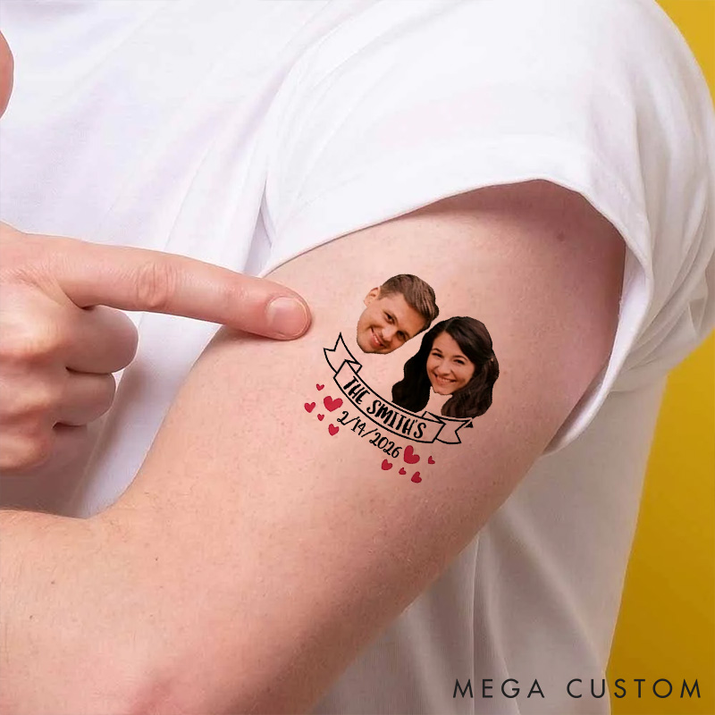 Personalized Man Woman Face Photo Portrait Temporary Tattoo Wedding Temporary Tattoo Birthday Gift for Girlfriend Boyfriend Valentines Day Gift