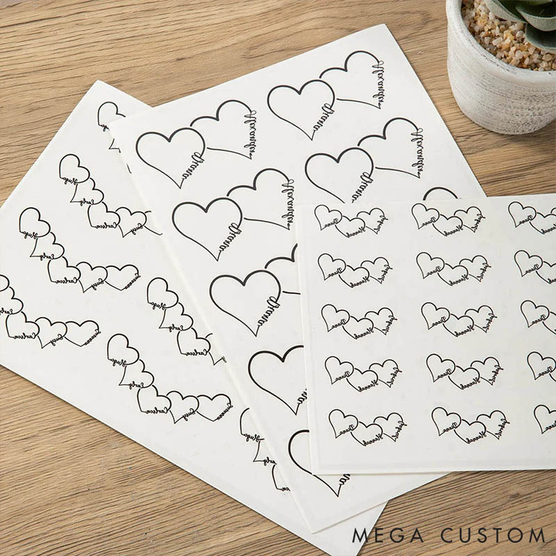 Personalized Couple Hearts Name Temporary Tattoo Custom Bestie Temporary Tattoo Wedding Anniversary Gift Valentines Day Gift for Girlfriend Boyfriend