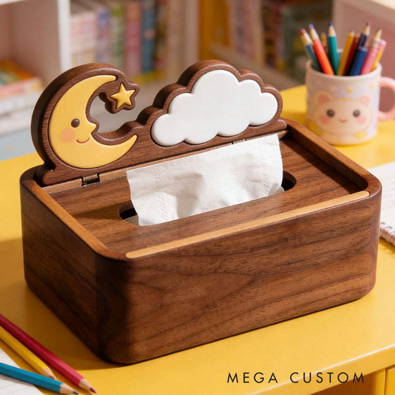Handmade Wooden Magic Tissue Box Funny Cartoon Decor