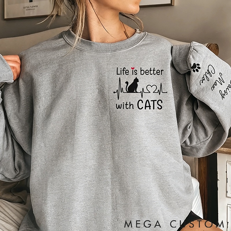 Personalized Cat Lover My Therapist has Whiskers Classic Sweatshirts